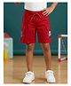 Kaboosh Cotton Knit No Limit Rise Daily Text Printed Cargo Style Shorts - Red