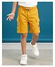 Kaboosh Cotton Knit Boom Text & Skateboard Printed Cargo Style Shorts - Mustard