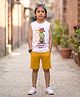 Kaboosh Cotton Knit Sleeveless Ant Printed Tee & Shorts set  - White & Mustard