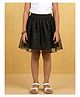 Kaboosh Woven Glitter & Mesh Detailed Foil Printed Skirt - Black