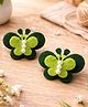Knotty Ribbons Pearl Embellished Butterfly Applique Detailed Alligator Hair Clips - Green