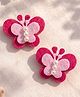Knotty Ribbons Pearl Embellished Butterfly Applique Detailed Alligator Hair Clips - Pink