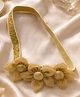 Knotty Ribbons Glittered Floral Applique Detailed Headband - Golden