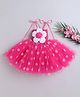 TINY MINY MEE Elastane Woven Sleeveless Floral Applique Detailed & Printed Dress - Magenta