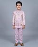 BT DEZINES Satin Woven Solid Sherwani & Pants With Full Sleeves Leaf Embroidered Sequins Embellished Jacket Set - Lilac