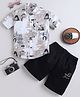 BT DEZINES Cotton Blend Woven Half Sleeves Abstract & Typography Printed Shirt & Capri Set - Light Brown