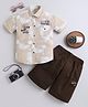 BT DEZINES Cotton Blend Woven Half Sleeves Abstract & Typography Printed Shirt & Capri Set - Sand Beige