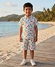 BT DEZINES Cotton Blend Woven Half Sleeves Alphabets Printed Coordinating Shirt & Shorts Set - Multi Colour