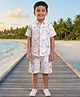 BT DEZINES Cotton Blend Woven Half Sleeves Doodle Printed Coordinating Shirt & Shorts Set - Multi Colour