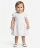 Creative Kids Cotton Woven Half Sleeves Schiffli Embroidered Dress - White