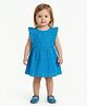Creative Kids Cotton Woven Sleeveless Schiffli Embroidered  Dress - Blue