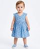 Creative Kids Cotton Woven Sleeveless Floral Printed Dress - Blue & White