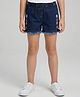 Creative Kids Denim Woven Floral Embroidered Shorts - Navy Blue