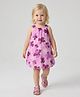 Creative Kids Georgette Woven  Sleeveless Floral Printed Dress - Purple