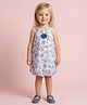 Creative Kids Georgette Woven Sleeveless Floral Applique Detailed & Printed Dress - Blue & White