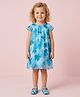 Creative Kids Georgette Woven Half Sleeves Floral Printed Dress - Light Blue
