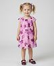 Creative Kids Georgette Woven Half Sleeves Floral Printed Dress - Purple