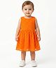 Creative Kids Georgette Woven Sleeveless Abstract Printed Dress - Orange