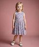 Creative Kids Georgette Woven Sleeveless Floral Printed Dress - Blue & Pink
