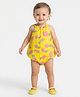 Creative Kids Georgette Woven Sleeveless Lemon Printed Onesie - Yellow & Pink