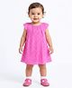 Creative Kids Georgette Woven Cap Sleeves Abstarct Printed Dress - Pink