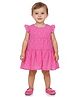 Creative Kids Georgette Woven Frill Sleeves Abstract Printed Dress - Pink