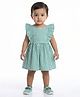 Creative Kids Cotton Woven Sleeveless Striped Dress - White & Green