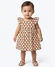Creative Kids Cotton Woven Sleeveless Floral Printed Dress - Cream & Red