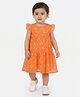 Creative Kids Woven Cap Sleeves Floral Printed Dress - Orange