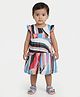 Creative Kids Woven Cap Sleeves Abstract Printed Dress - Multi Colour
