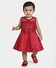Creative Kids Satin Woven Sleeveless Sequins Embellished Bow Applique Detailed Dress - Red