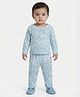 Creative Kids Cotton Rayon Woven Full Sleeves Abstract Printed Coordinating Tee & Pajama Set - Blue & White