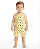 Creative Kids Cotton Woven Sleeveless Animals Printed Romper - Yellow