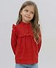 Creative Kids Rayon Woven Full Sleeves Frill Detailed Top - Red