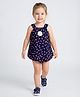 Creative Kids Georgette Woven Sleeveless Polka Dots Printed & Floral Applique Detailed Onesie - Blue
