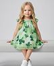 Creative Kids Woven Half Sleeves Floral Printed Dress - Green