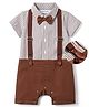 Mark & Mia Boys Half sleeves Party Rompers and Dungarees Beige & Brown 0-3m