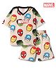 Primo Gino Single Jersey Knit Half Sleeves T-Shirt & Shorts Co-Ord Night Suit With Avengers Graphics - Offwhite