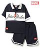 Primo Gino Marvel 100% Cotton Knit Half Sleeves Polo T-Shirt & Shorts Set With Spider -Man Graphics - Navy Blue