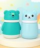 The Cheeky Kidzz Pack of 2 Baby Portable Skin Care Powder Puff With Box Holder Cute Cartoon Container For New Born & Kids Face And Body (BLUE)