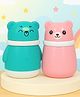 The Cheeky Kidzz Pack of 2 Baby Portable Skin Care Powder Puff With Box Holder Cute Cartoon Container For New Born & Kids Face And Body (GREEN-PINK)