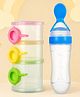 The Cheeky Kidzz Baby Feeding Silicone Spoon Bottle Feeder BPA Free With 3 Comparment Milk Powder Food Container (BLUE)