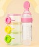 The Cheeky Kidzz Baby Feeding Silicone Spoon Bottle Feeder BPA Free With 3 Comparment Milk Powder Food Container (PINK)