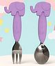 The Cheeky Kidzz Baby Premium Stainless Steel Spoon & Fork Cutlery Elephant Make Mealtime Fun and Easy for Your Little Kid  (PURPLE)