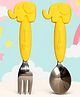 The Cheeky Kidzz Baby Premium Stainless Steel Spoon & Fork Cutlery Elephant Make Mealtime Fun and Easy for Your Little Kid (6 to 36 Months) (YELLOW)
