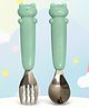 The Cheeky Kidzz Baby Premium Stainless Steel Spoon & Fork Cutlery Elephant Make Mealtime Fun and Easy for Your Little Kid  (GREEN)