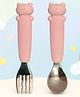 The Cheeky Kidzz Baby Premium Stainless Steel Spoon & Fork Cutlery Elephant Make Mealtime Fun and Easy for Your Little Kid  (PINK)