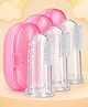 The Cheeky Kidzz 3 Baby Silicone Soft Bristles Finger Tooth Brush With Tongue Cleaner Back And Case BPA Free (PINK)