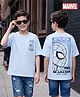 Primo Gino Marvel Single Jersey Knit Half Sleeves T-Shirt With Front & Back Spider-Man Graphics - Blue