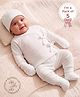 Babyoye 100% Cotton Interlock Knit Full Sleeves T-Shirt & Pyjama Co-Ord Night Suit With Cap Mittens & Booties - White